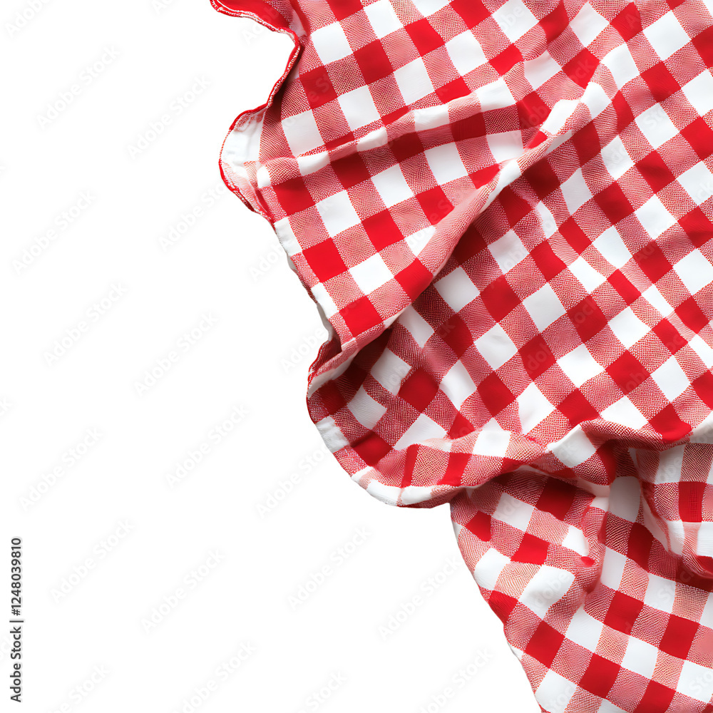 Red checkered tablecloth, isolated on a transparent background Red checkered tablecloth, isolated on a transparent background