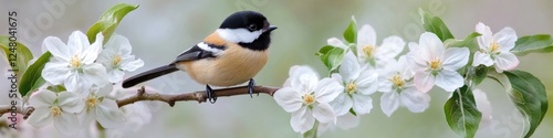 A small bird sits on the branch of a tree, possibly waiting for food or observing its surroundings