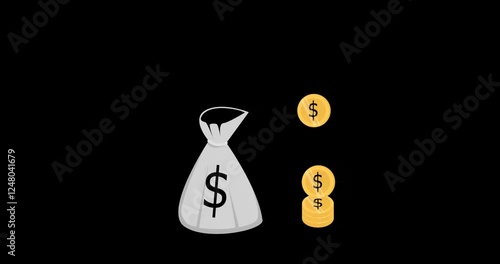 Dollar coins coming out of money bag