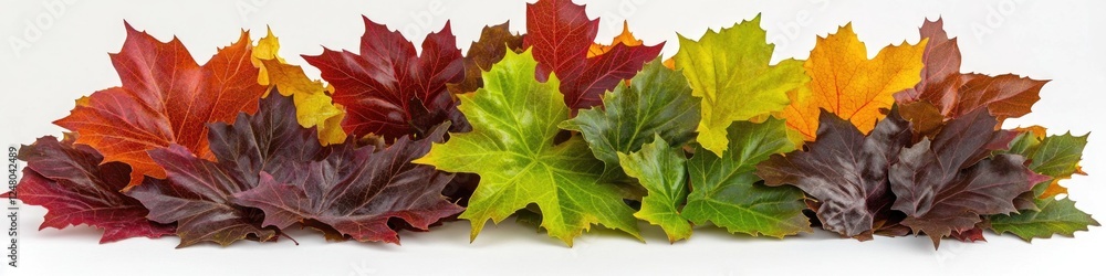 Obraz premium A collection of colorful leaves arranged on a white background