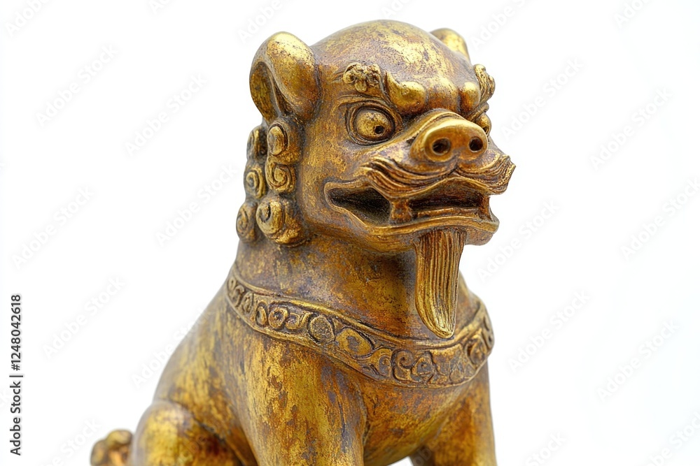 A golden figurine of a dog wearing a collar, perfect for decoration or gift A golden figurine of a dog wearing a collar, perfect for decoration or gift