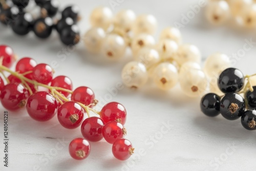 A cluster of fresh berries sits on a wooden table, ideal for food styling or product photography