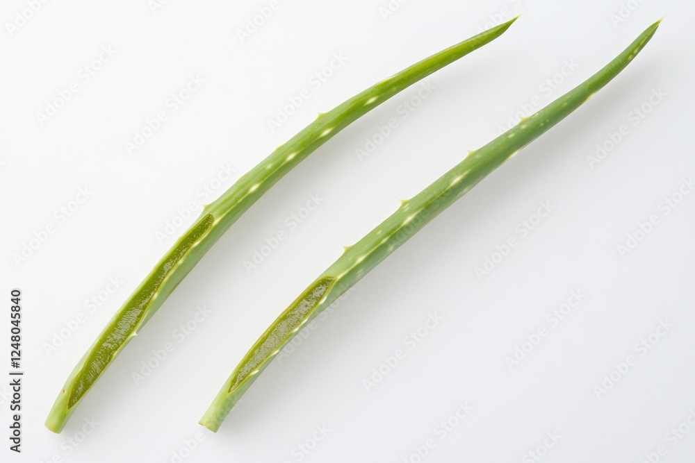 A pair of small green plants sitting on a white surface, ideal for use in interior design or still life photography A pair of small green plants sitting on a white surface, ideal for use in interior design or still life photography