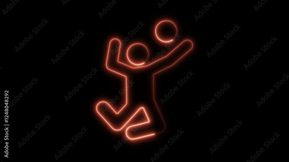 Glowing Neon Volleyball Icon Isolated, HD Video Motion Graphic Animation on Black Background Glowing Neon Volleyball Icon Isolated, HD Video Motion Graphic Animation on Black Background