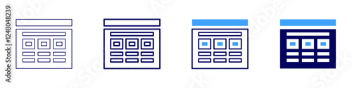 App design development icon in 4 different styles. Thin Line, Line, Bold Line, Duotone. Duotone style. Editable stroke