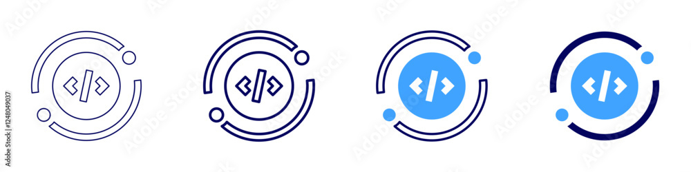 Data security development icon in 4 different styles. Thin Line, Line, Bold Line, Duotone. Duotone style. Editable stroke Data security development icon in 4 different styles. Thin Line, Line, Bold Line, Duotone. Duotone style. Editable stroke