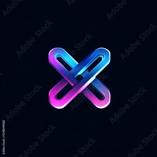 Neon X Shaped Abstract Graphic Design