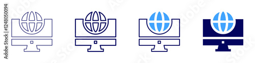 E-learning development icon in 4 different styles. Thin Line, Line, Bold Line, Duotone. Duotone style. Editable stroke
