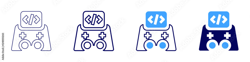 Game design development icon in 4 different styles. Thin Line, Line, Bold Line, Duotone. Duotone style. Editable stroke Game design development icon in 4 different styles. Thin Line, Line, Bold Line, Duotone. Duotone style. Editable stroke