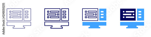 Front-end development icon in 4 different styles. Thin Line, Line, Bold Line, Duotone. Duotone style. Editable stroke