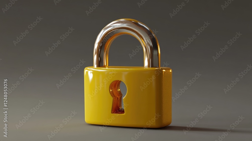 Yellow Padlock with Golden Details Yellow Padlock with Golden Details