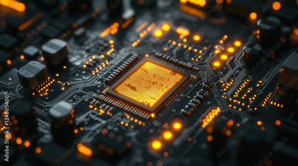Illuminated CPU on Circuit Board (8) Illuminated CPU on Circuit Board (8)