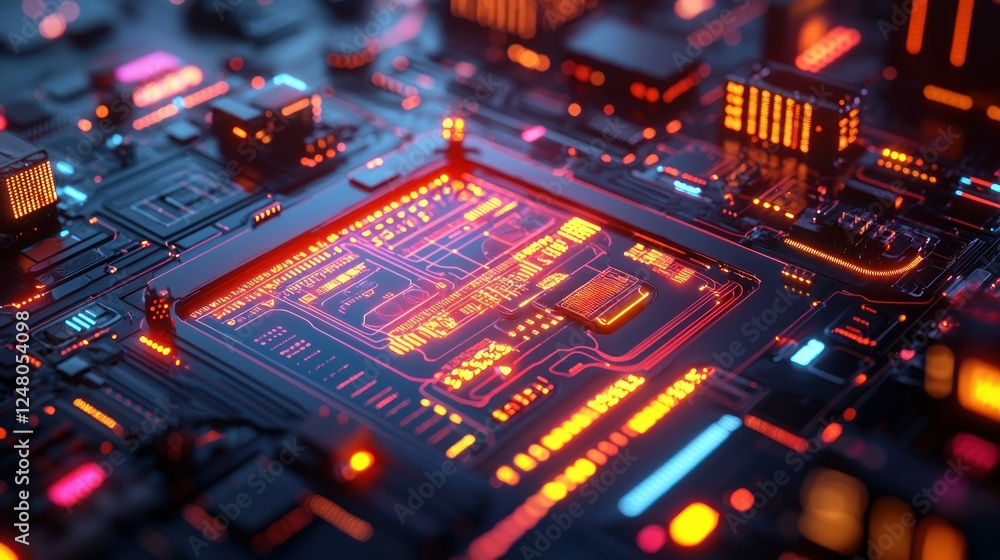 Obraz premium Illuminated CPU on Circuit Board (11)