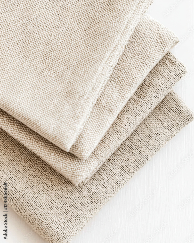 Neutral toned fabric napkins stacked elegantly, perfect for branding