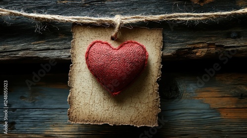Heart-shaped decoration on rustic background.