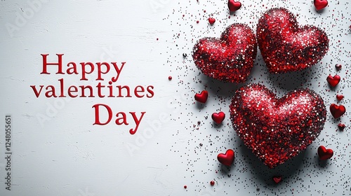 Festive hearts and message for Valentine's Day.