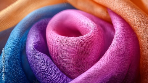 Close-up of batiste fabric, lightweight and semi-sheer, made from cotton or linen, showcasing its soft texture and smooth finish, ideal for clothing and linings