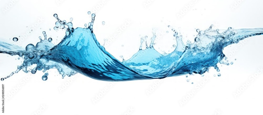 Fototapeta premium Closeup of blue water splash isolated on white background.