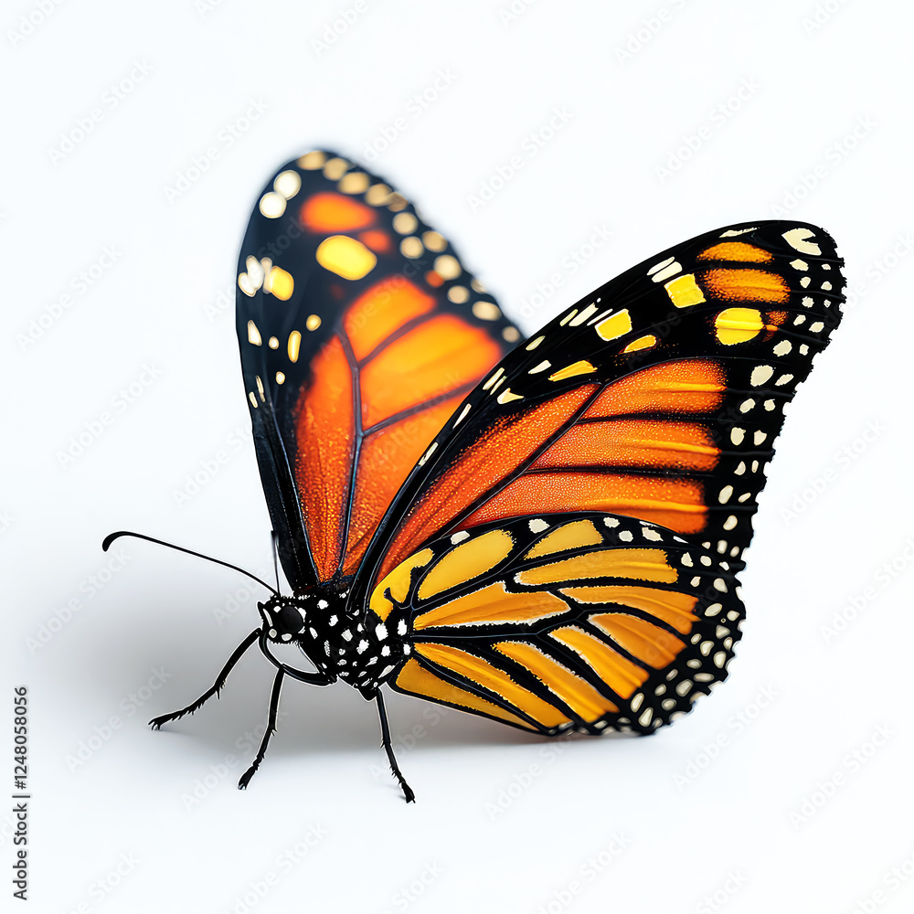 Naklejka premium Monarch Butterfly: Vibrant Wings, Close-up Photography of Nature's Beauty