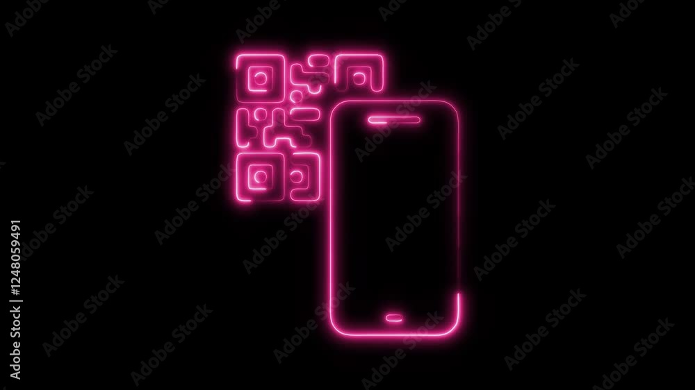 Glowing Neon QR Code Scan Icon Isolated, HD Motion Graphic Representing Digital Scan, Technology, and Data Access Symbol Glowing Neon QR Code Scan Icon Isolated, HD Motion Graphic Representing Digital Scan, Technology, and Data Access Symbol