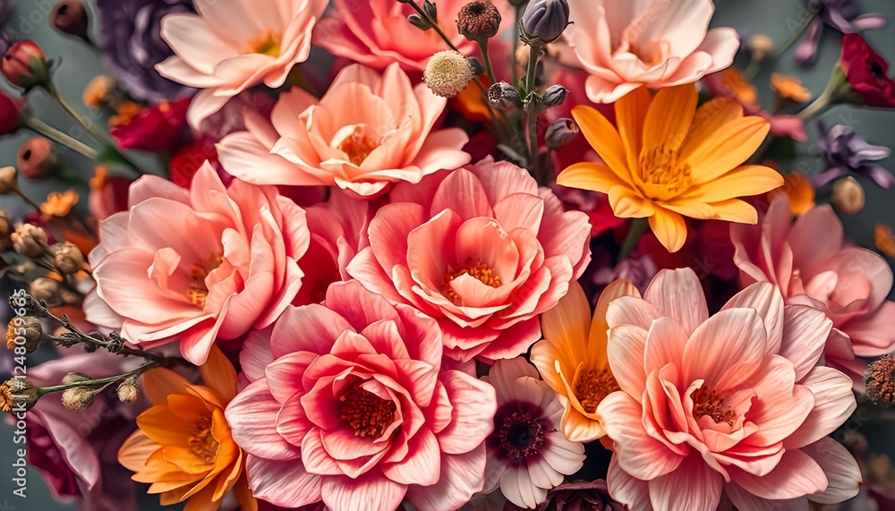 spring flowers background, Artistic floral background with an abstract arrangement of vivid, impressionism spring flowers background, Artistic floral background with an abstract arrangement of vivid, impressionism