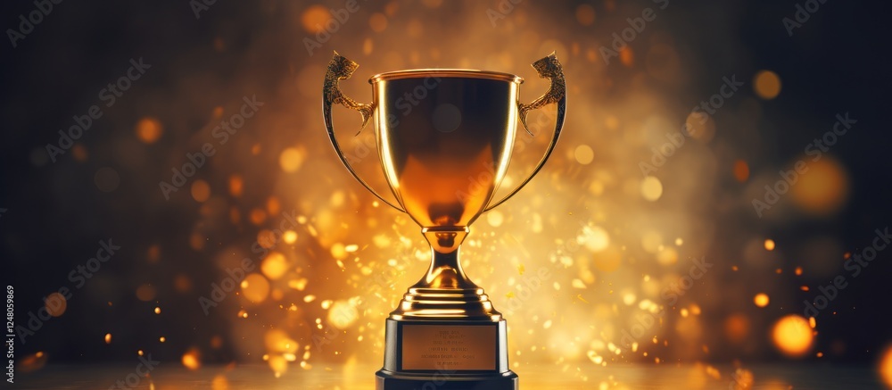 Golden trophy on the abstract shiny lights background. AI generated image Golden trophy on the abstract shiny lights background. AI generated image