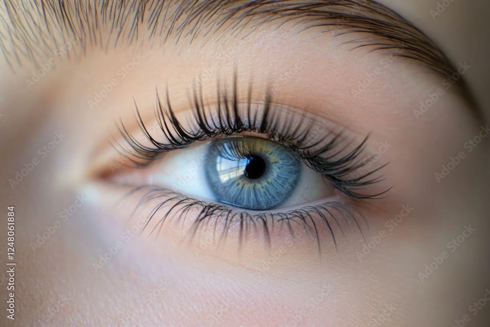 Obraz premium Close-up of a person's eye featuring long eyelashes