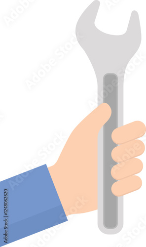 스패너를 잡고 있는 손의 모습을 묘사한 일러스트