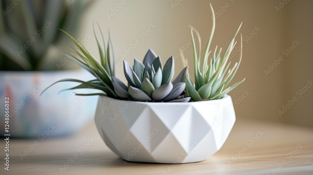 A small white planter sits on top of a wooden table, perfect for holding small plants or decorative items A small white planter sits on top of a wooden table, perfect for holding small plants or decorative items