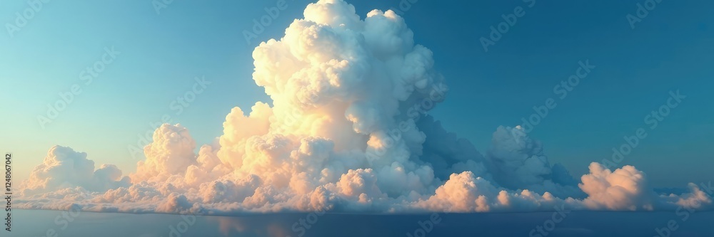 A towering Cumulus congestus cloud with strong updrafts and vertical growth, weather, wind, storm A towering Cumulus congestus cloud with strong updrafts and vertical growth, weather, wind, storm
