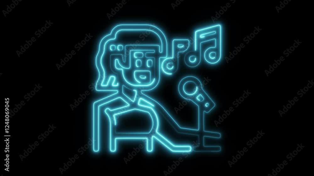 Singer Icon Isolated, Glowing Neon HD Motion Graphic Animation Representing Music, Performance, and Talent Singer Icon Isolated, Glowing Neon HD Motion Graphic Animation Representing Music, Performance, and Talent