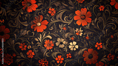 Wallpaper Mural Vector retro floral background with flowers. Element for design vintage wallpaper.  Torontodigital.ca