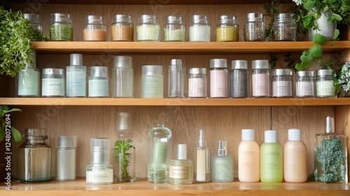 Wallpaper Mural A neatly arranged collection of skincare products on a wooden vanity. Torontodigital.ca