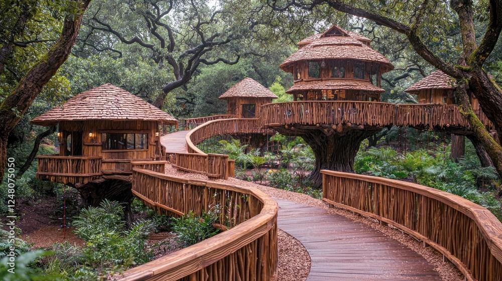 Enchanted Treehouse Retreat: Luxurious Wooden Houses in a Lush Forest Paradise Enchanted Treehouse Retreat: Luxurious Wooden Houses in a Lush Forest Paradise