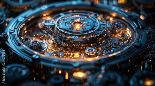 Wallpaper Mural Intricate Clockwork Gears Mechanism, Close-up Torontodigital.ca