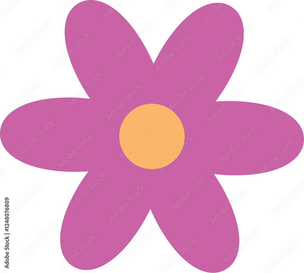 Simple Pink Flower with Yellow Center Simple Pink Flower with Yellow Center