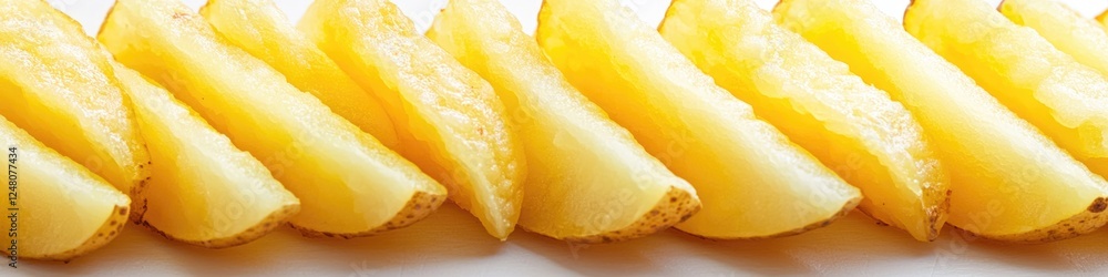 A close-up shot of a sliced potato on a plate, perfect for food photography or cooking inspiration A close-up shot of a sliced potato on a plate, perfect for food photography or cooking inspiration