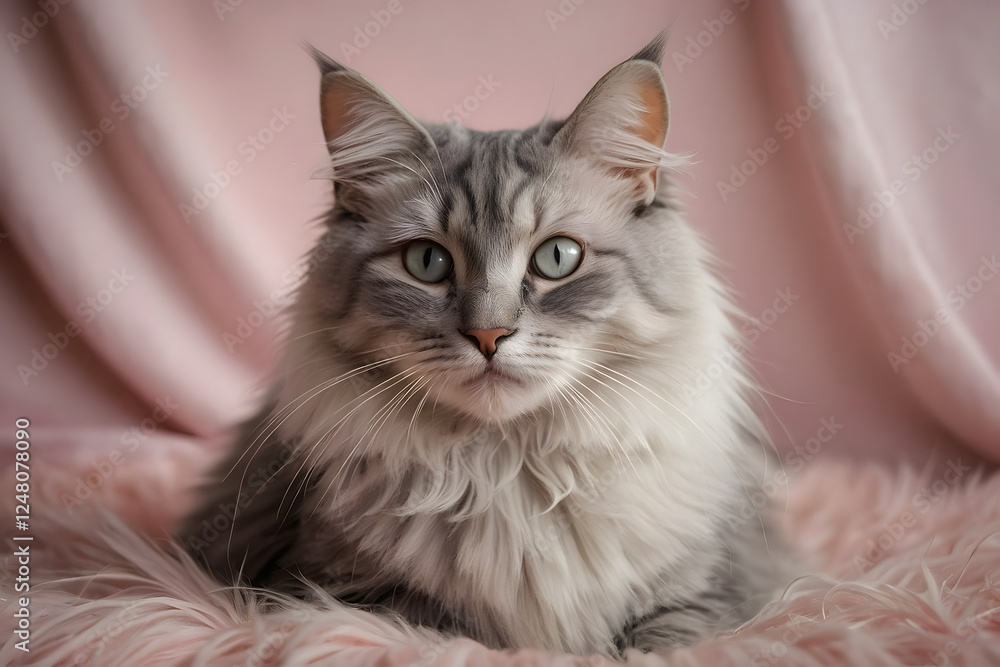 An adorable, fluffy cat with big, sparkling eyes and a sweet expression An adorable, fluffy cat with big, sparkling eyes and a sweet expression