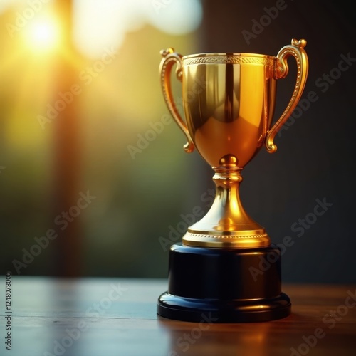 Wallpaper Mural Golden trophy, blurred background, light rays , accomplishment, memorable Torontodigital.ca