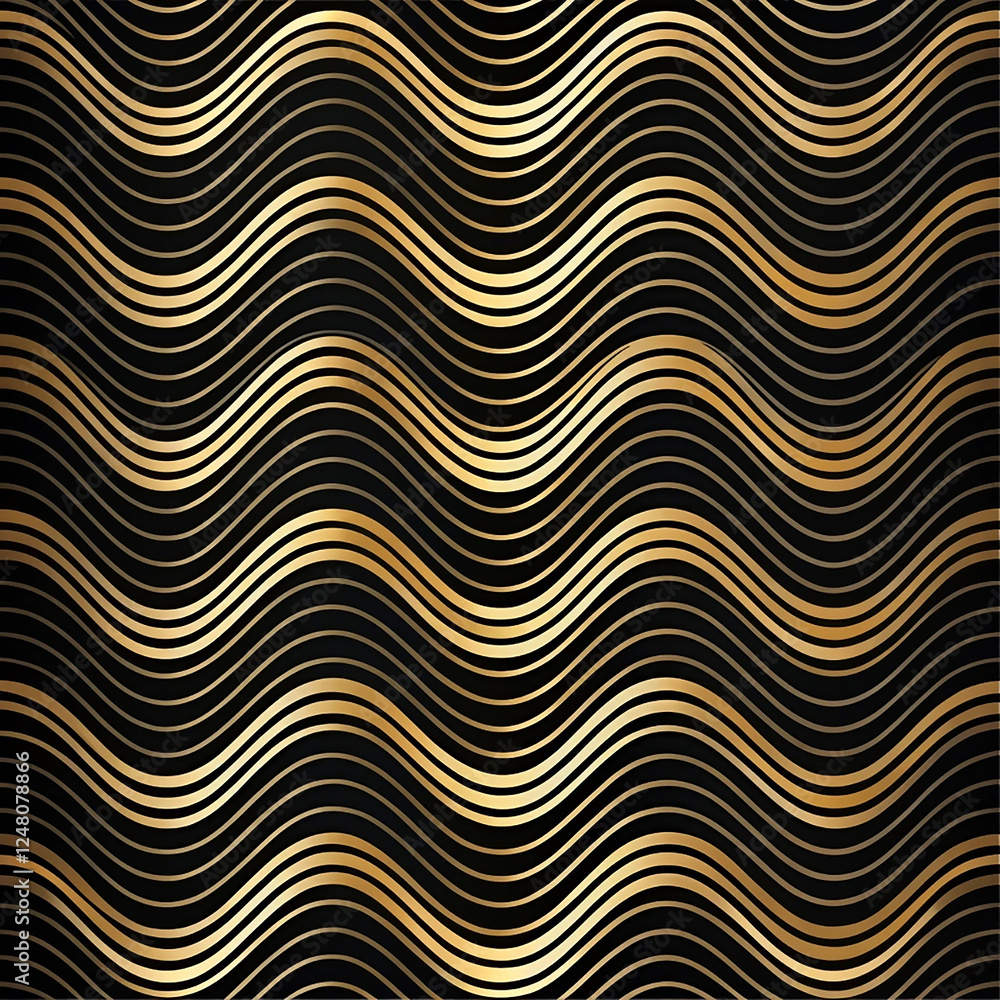 Elegant Black and Gold Wave Line Design. Elegant Black and Gold Wave Line Design.