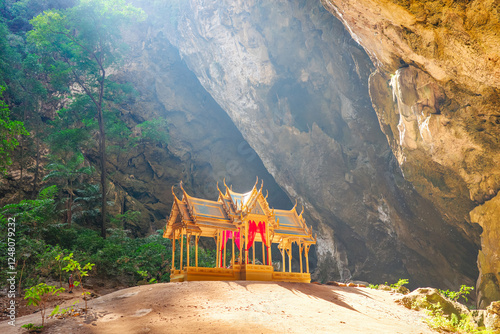 The top tourist attraction in Thailand. Hiking to the beautiful Phraya Nakhon cave in Khao Sam Roi Yot National Park, Hua Hin, Prachuap Khiri Khan Province photo