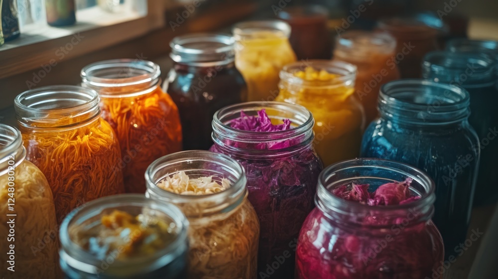 Colorful Jars on a Shelf Colorful Jars on a Shelf