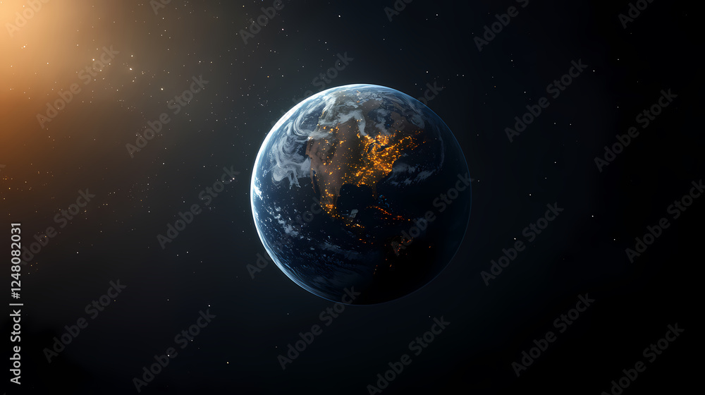 Naklejka premium Earth in the profound starry sky