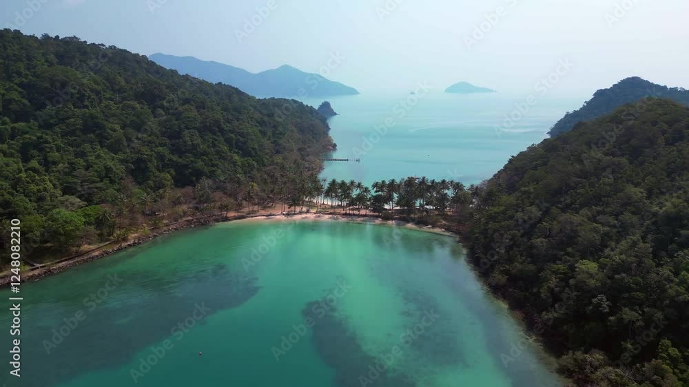 Twin Island beach Coastline, Bay Koh Chang. Stunning aerial view flight drone Twin Island beach Coastline, Bay Koh Chang. Stunning aerial view flight drone