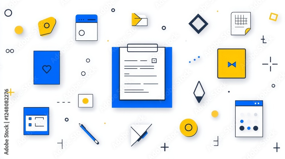 Abstract Flat Design Business Workflow Process Management Digital Technology Illustration Abstract Flat Design Business Workflow Process Management Digital Technology Illustration