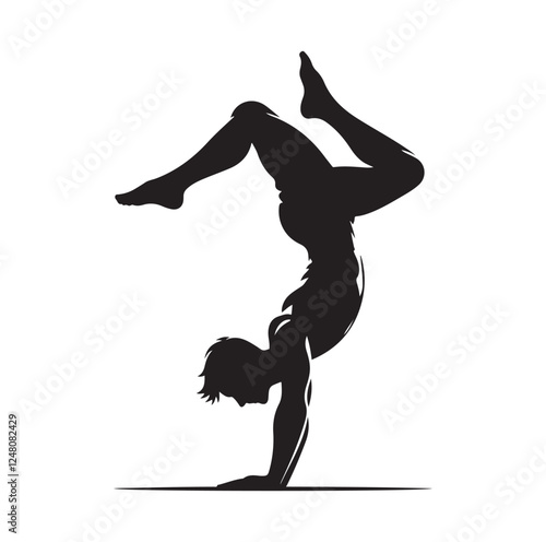 male doing a somersault  silhouette vector illustration