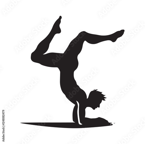 male doing a somersault  silhouette vector illustration