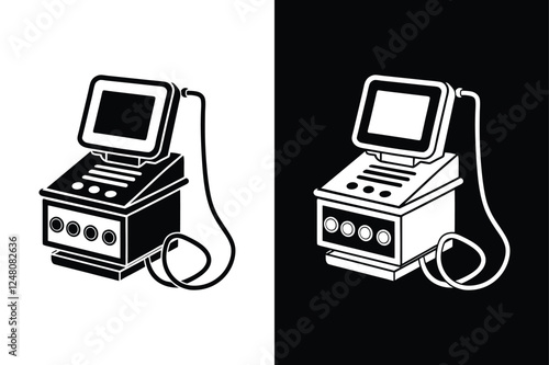 Modern Ultrasound Machine Icon Editable Stroke Illustration