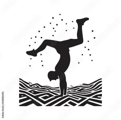 male doing a somersault  silhouette vector illustration