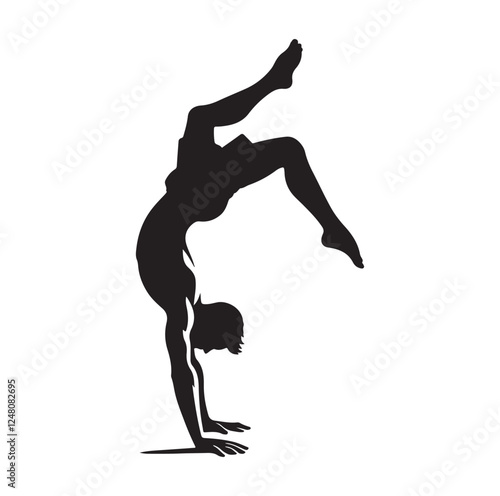 male doing a somersault  silhouette vector illustration